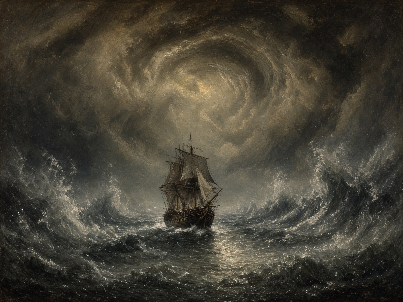 A Hurricane Passes Around a Ship