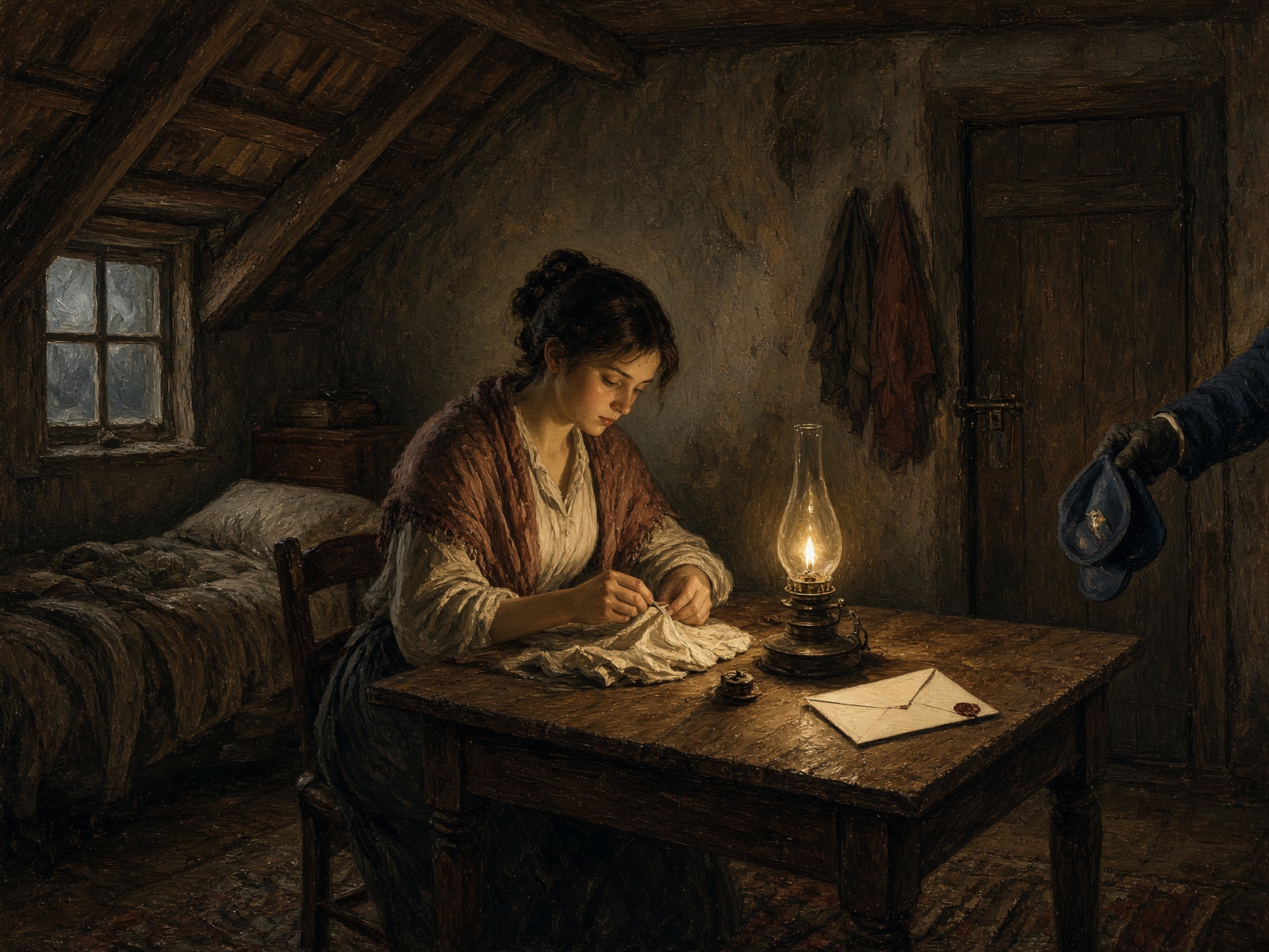 The Sewing Girl Relieved Just in Time